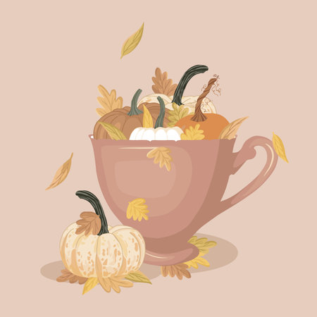 Autumn theme illustrations, cozy vector artのイラスト素材