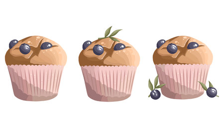 Sweet tasty dessert illustration with berries, vector artのイラスト素材