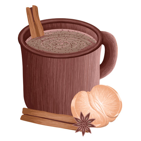 Hot drink with winter, Christmas seasonings.のイラスト素材