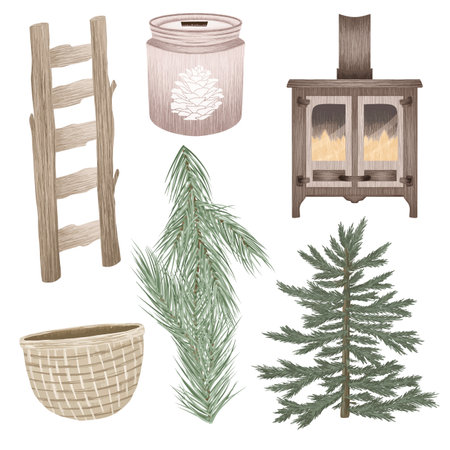 Collection boho style itemsの写真素材