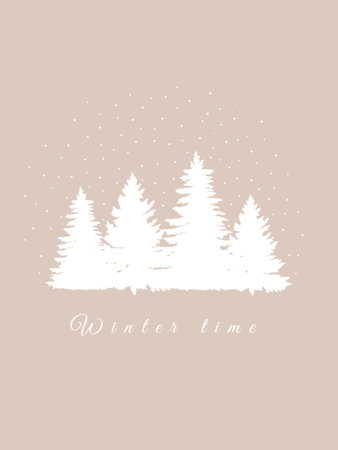 Winter white forest with snowing snow.の写真素材