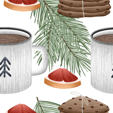 Christmas/winter seamless pattern with seasonings.の写真素材