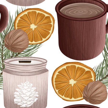 Christmas/winter seamless pattern with seasonings.の写真素材