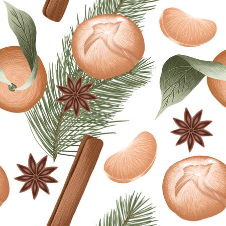 Christmas/winter seamless pattern with seasonings.の写真素材