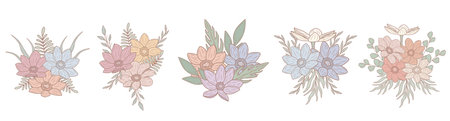 Set of floral elements for your design. Vector illustration.のイラスト素材