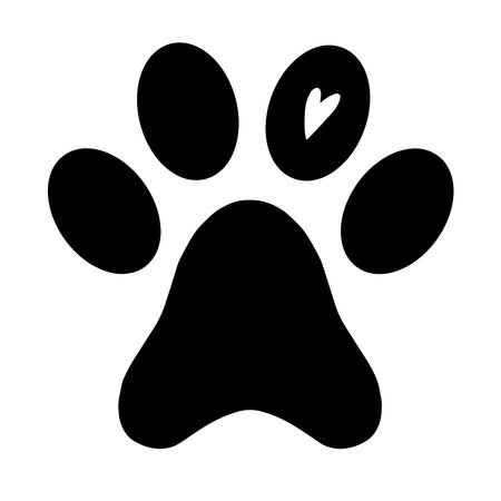 Paw print with heart. Vector illustration.のイラスト素材