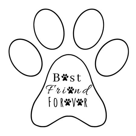 Paw print with lettering Best friends forever. Vector illustration.のイラスト素材