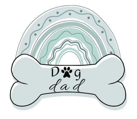 Cute pet rainbow with bone design, vector illustrationのイラスト素材