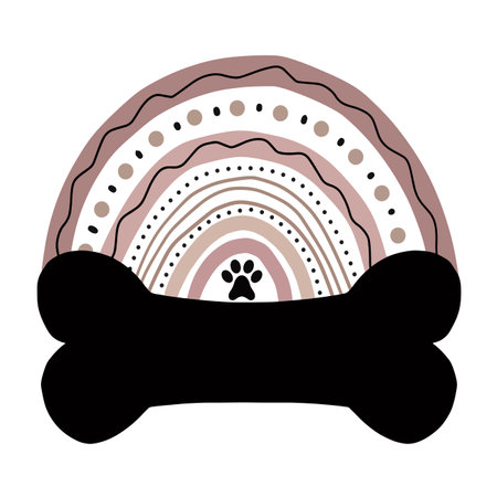 Rainbow and bone icon. Vector illustrationのイラスト素材