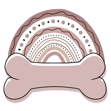 Dog bone and rainbow. Vector illustration on a white background.のイラスト素材