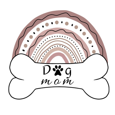 Cute pet rainbow with bone design, vector illustrationのイラスト素材