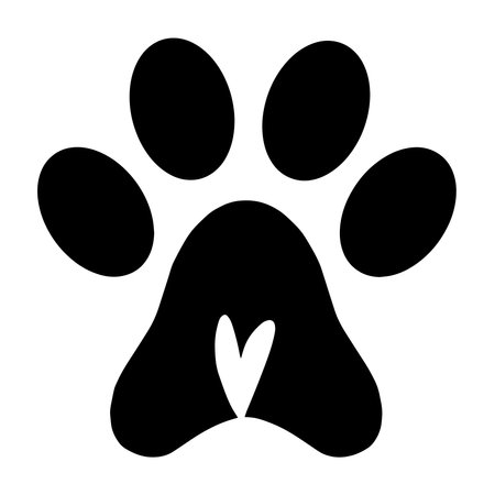 Paw print with heart. Vector illustration.のイラスト素材