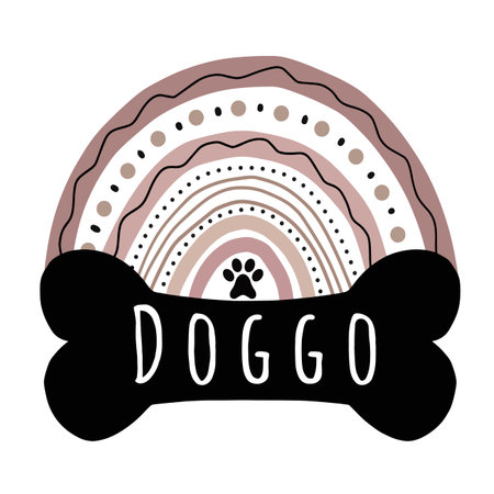 Vector illustration of a dog bone and lettering. Dog food.のイラスト素材