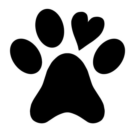 Paw print with heart. Vector illustration.のイラスト素材