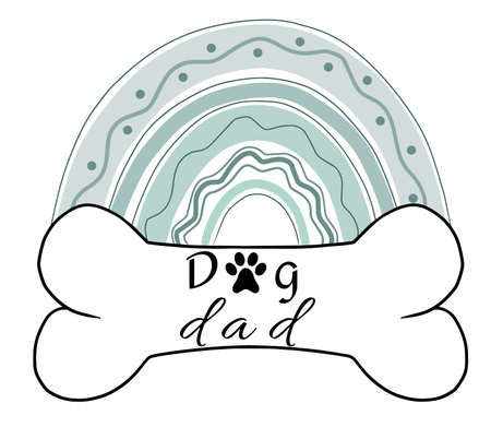 Vector illustration of dog bone with paw print and boho rainbow, dog loversのイラスト素材