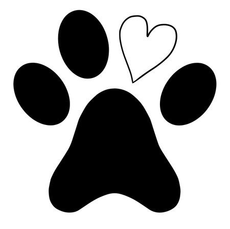 Paw print with heart. Vector illustration.のイラスト素材
