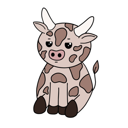 Cow with face expression, emotion, vector artのイラスト素材