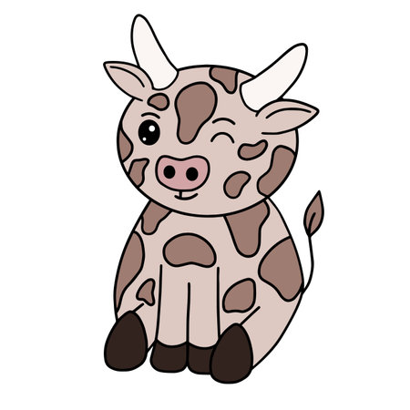 Cow with face expression, emotion, vector artのイラスト素材