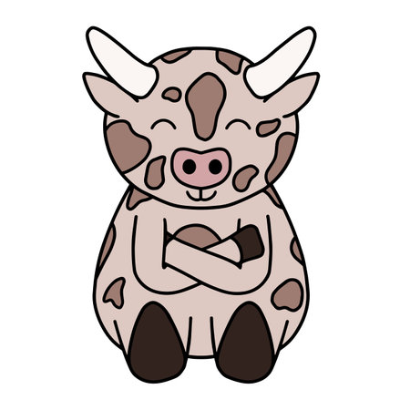 Cow with face expression, emotion, vector artのイラスト素材