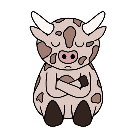 Cow with face expression, emotion, vector artのイラスト素材