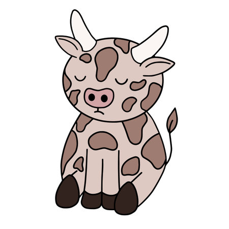 Cow with face expression, emotion, vector artのイラスト素材