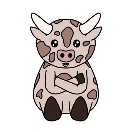 Cow with face expression, emotion, vector artのイラスト素材