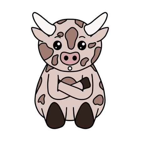 Cow with face expression, emotion, vector artのイラスト素材
