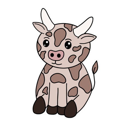 Cow with face expression, emotion, vector artのイラスト素材