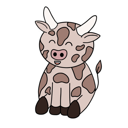 Cow with face expression, emotion, vector artのイラスト素材