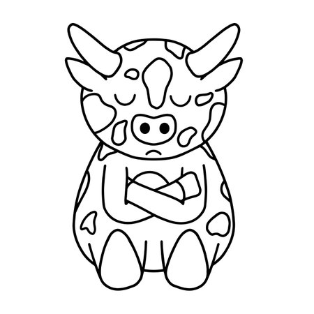 Cow with face expression, emotion, vector artのイラスト素材