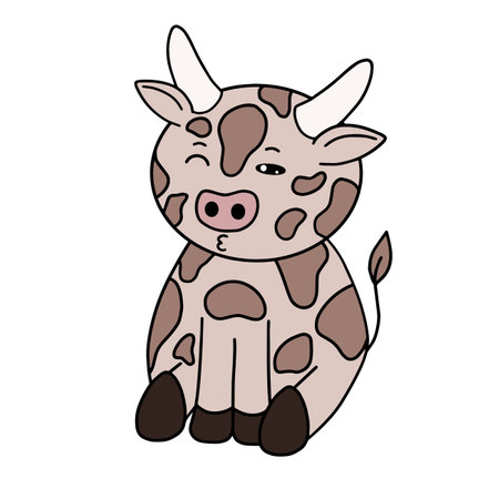 Cow with face expression, emotion, vector artのイラスト素材