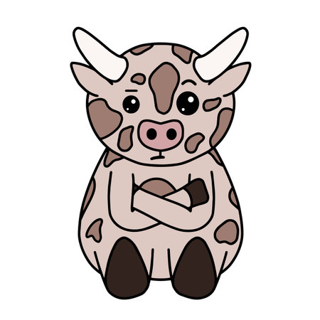 Cow with face expression, emotion, vector artのイラスト素材