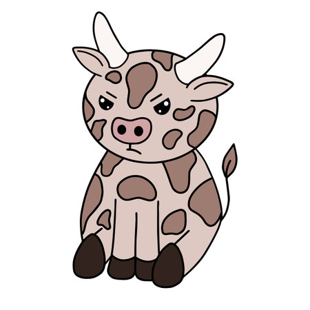 Cow with face expression, emotion, vector artのイラスト素材