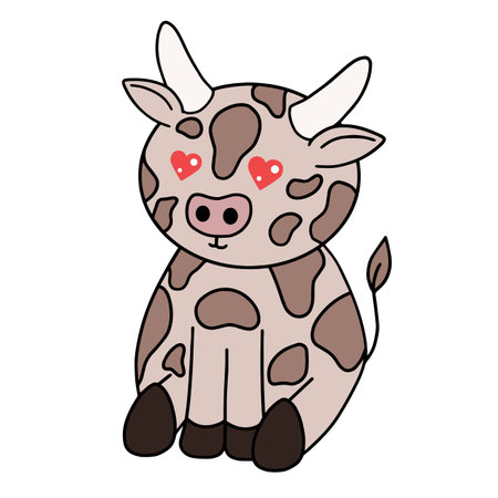 Cow with face expression, emotion, vector artのイラスト素材