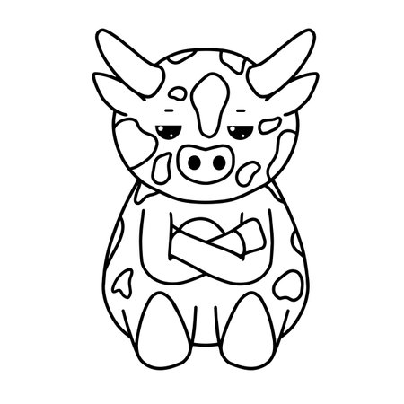 Cow with face expression, emotion, vector artのイラスト素材