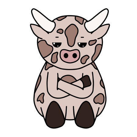Cow with face expression, emotion, vector artのイラスト素材