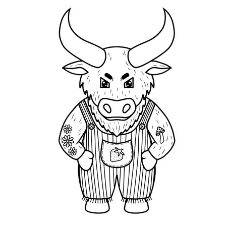 Farm bull angry, vector artのイラスト素材