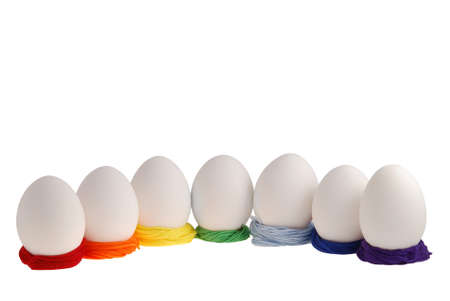 Seven eggs isolated  on the white background