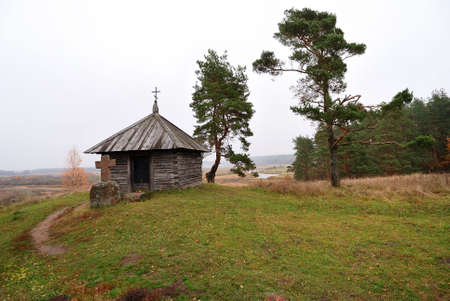 The ancient chapel with a cross  の写真素材
