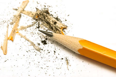 Clean sheet of a paper with yellow pencil on deskの写真素材