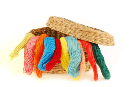 Multicolored threads for embroidery on white background
の写真素材