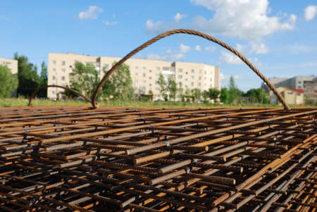 steel building armature on blue sky background