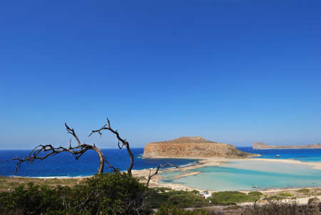 View of the lagoon Ballos(Balos) and the island Gramvousa, Crete, Greece 
の写真素材