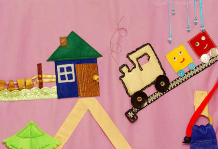 Details of soft creative mat for development of child(tree, house, fence, road, car)の写真素材