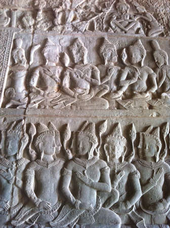 Angkor Wats intricate wall carvingの素材