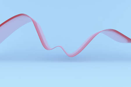 Abstract, red wave on blue backgroundの写真素材
