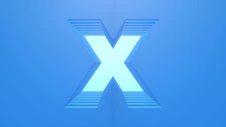 A 3D capital letter in light blue color with a dark blue background. Layered design.の写真素材