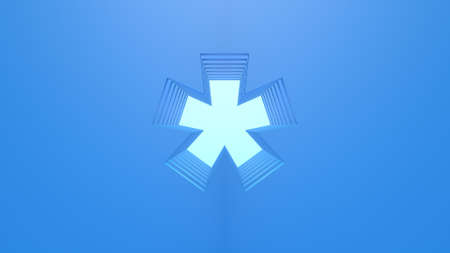 A 3D mathematical sign in light blue color with a dark blue background. Layered design.の写真素材