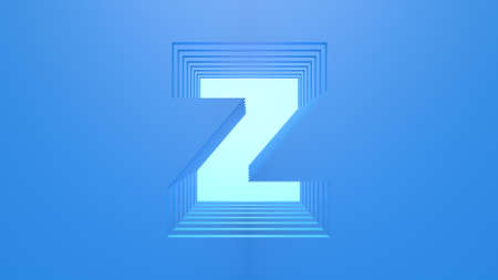A 3D capital letter in light blue color with a dark blue background. Layered design.の写真素材
