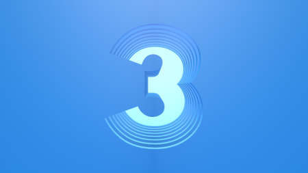 A 3D number in light blue color with a dark blue background. Layered design.の写真素材